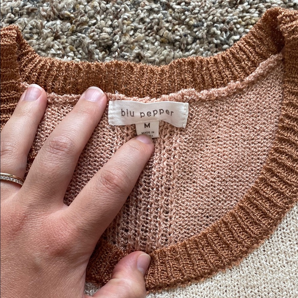 Blu Pepper Cream and Brown Sweater tank - Picture 2 of 4